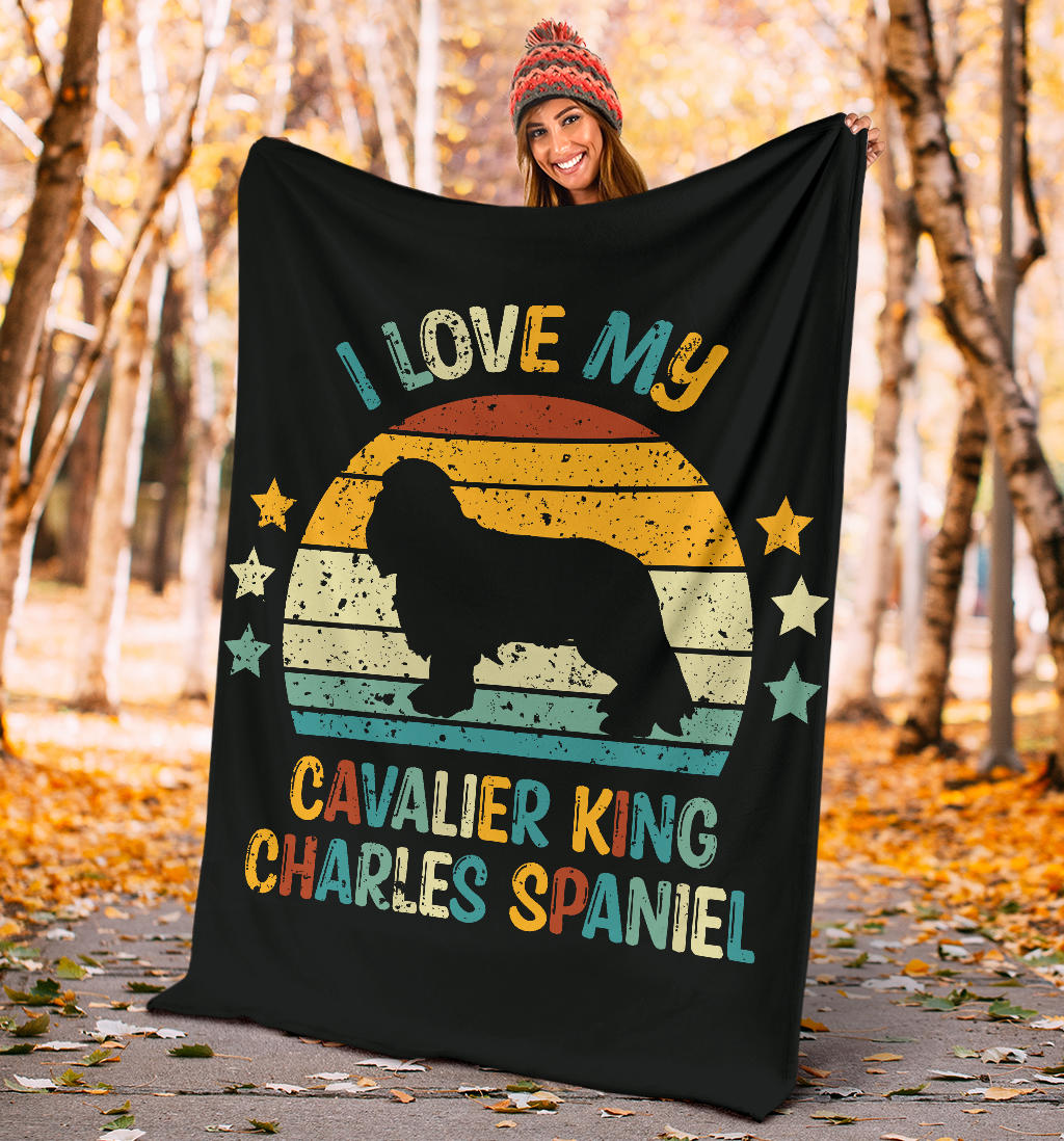 Cavalier King Charles Spaniel Blanket, Cavalier King Charles Spaniel Retro Blanket, Cavalier King Charles Spaniel Throw Blanket, Cavalier King Charles Spaniel Gifts