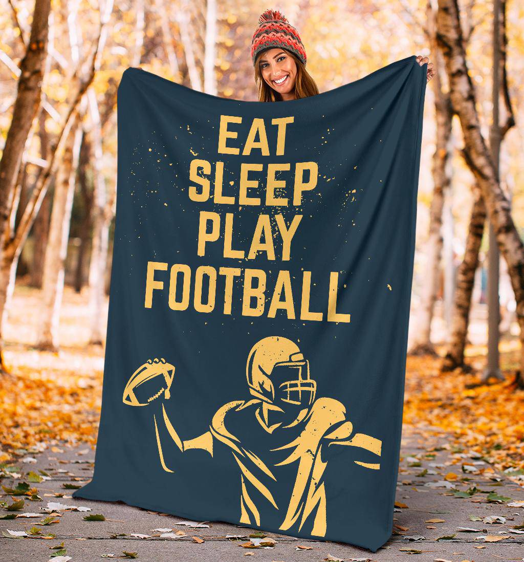 Eat Sleep Play American Football Quote Illustration Premium Blanket - Top Content | POD Collection | Free Shipping