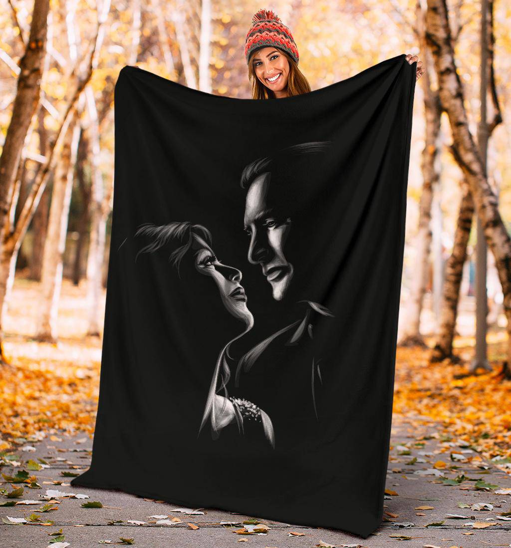 Romantic Couple With Beautiful Love Look Premium Blanket Illustration - Top Content | POD Collection | Free Shipping