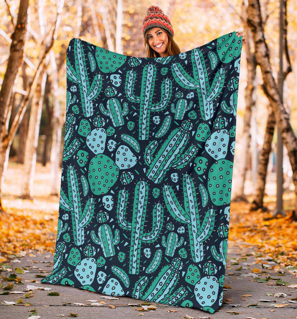 Green Cactus Plants Pattern Premium Blanket - Top Content | POD Collection | Free Shipping