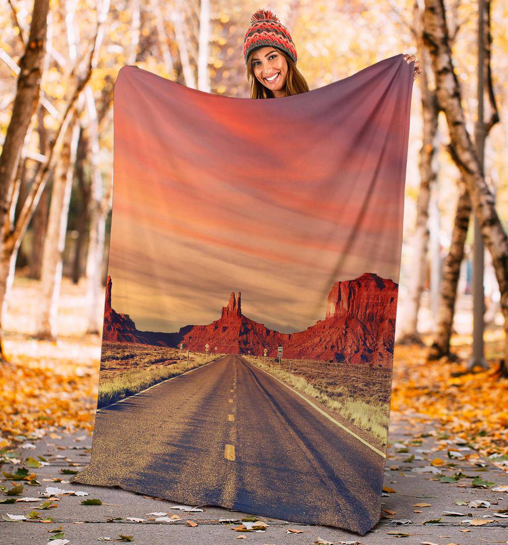 Road Monument Valley Sunset USA Photography Premium Blanket - Top Content | POD Collection | Free Shipping