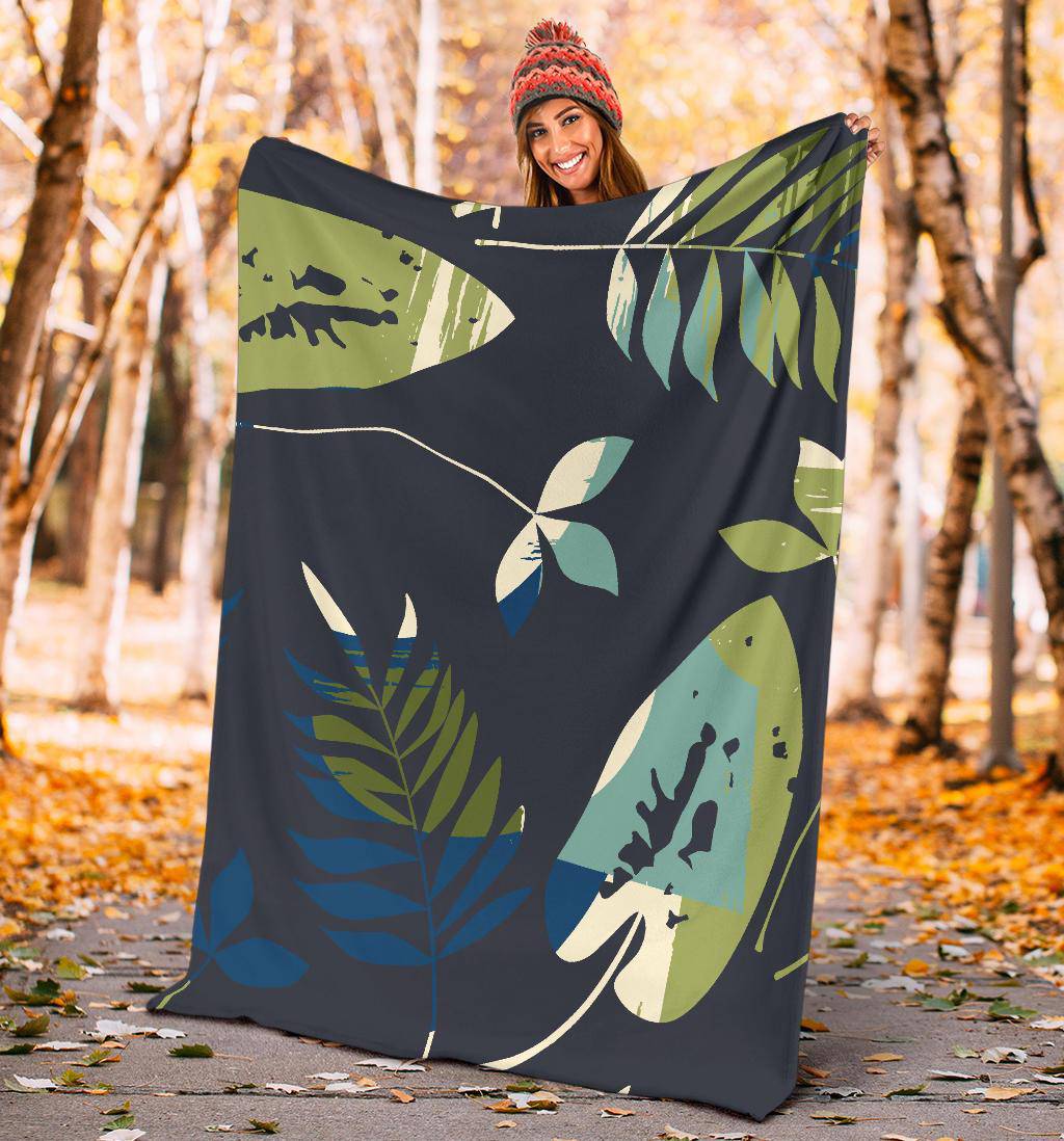 Leaves Nature Green Hand Drawn Premium Blanket - Top Content | POD Collection | Free Shipping