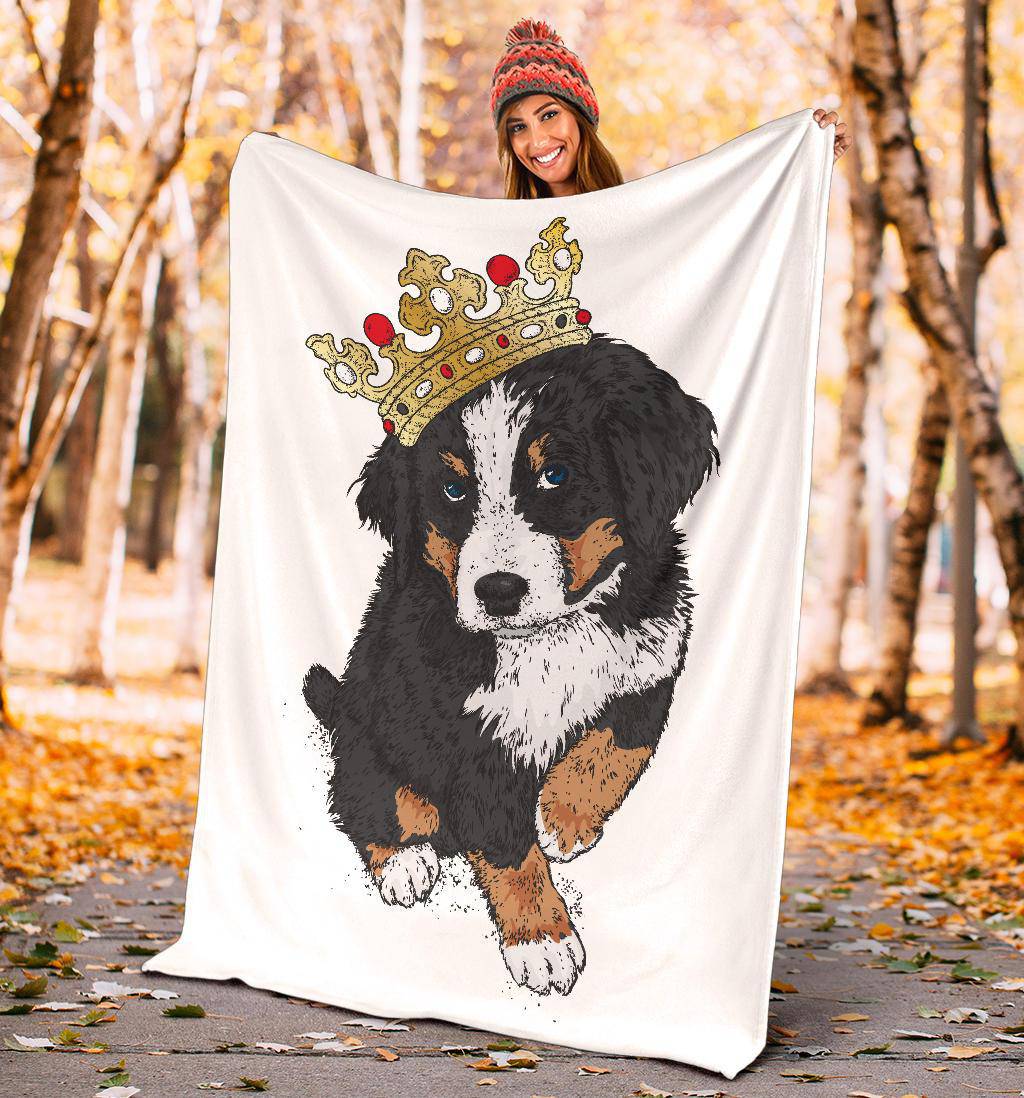 Premium Blanket Cute Bernese Zenenhund Dog Puppy Crown Cartoon - Top Content | POD Collection | Free Shipping