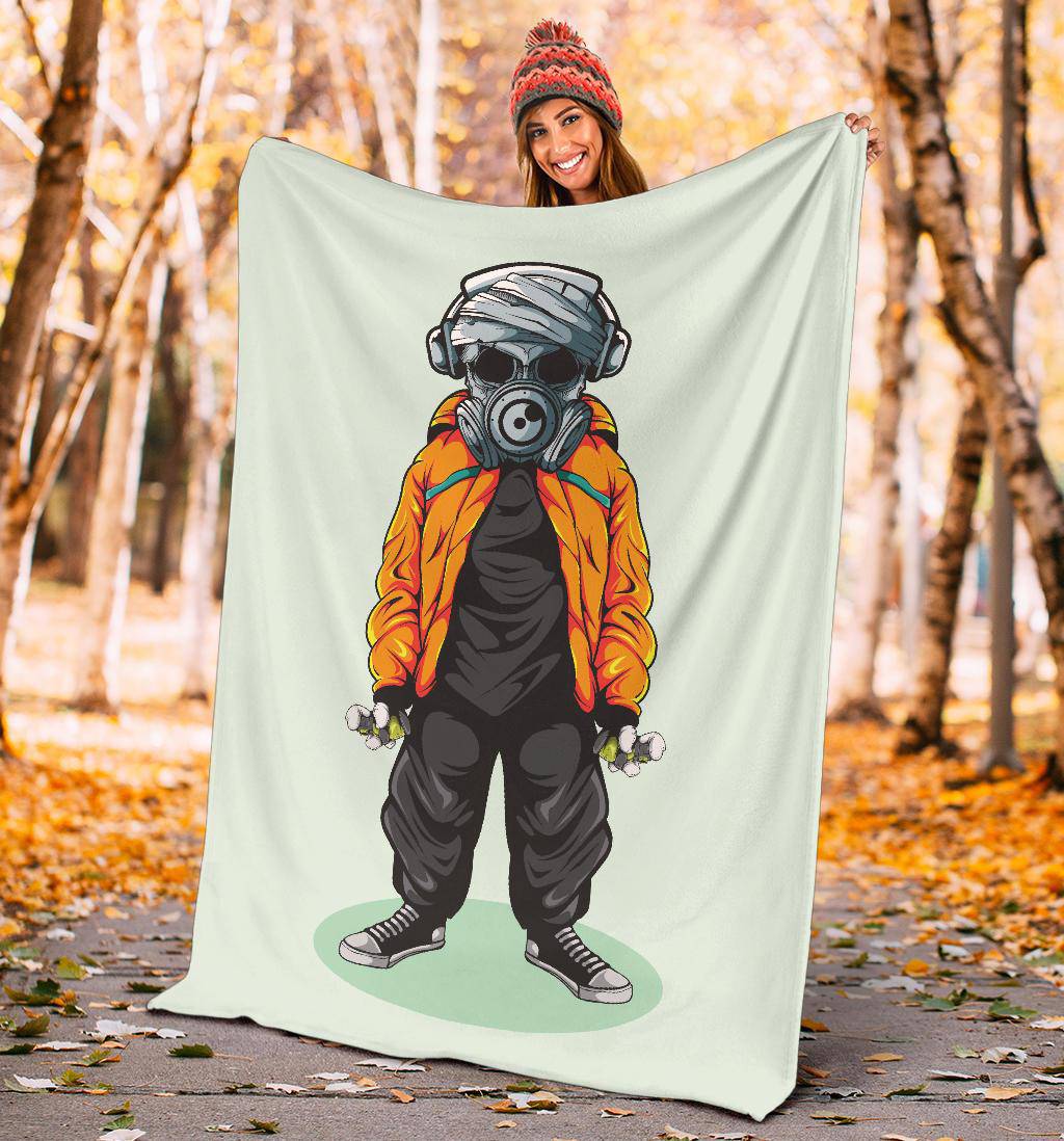 Skull Graffiti Artist with Mask Premium Blanket - Top Content | POD Collection | Free Shipping