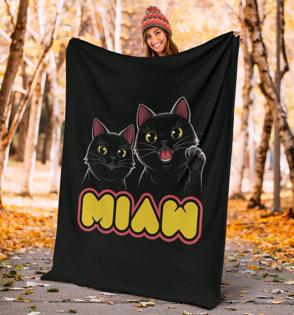 Miaw Cute Black Cats Premium Blanket - Top Content | POD Collection | Free Shipping