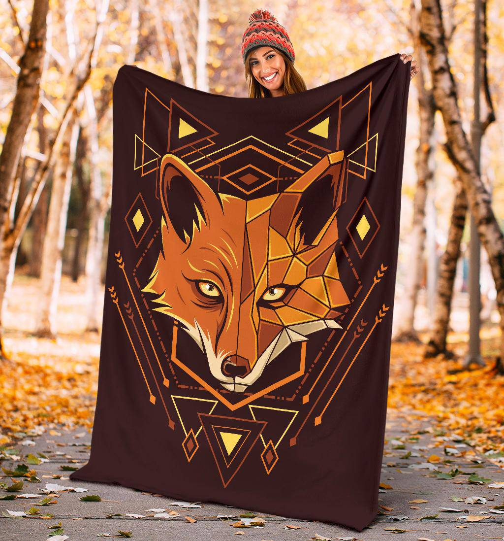 Ornamental Art Fox Head Geometry Premium Blanket - Top Content | POD Collection | Free Shipping