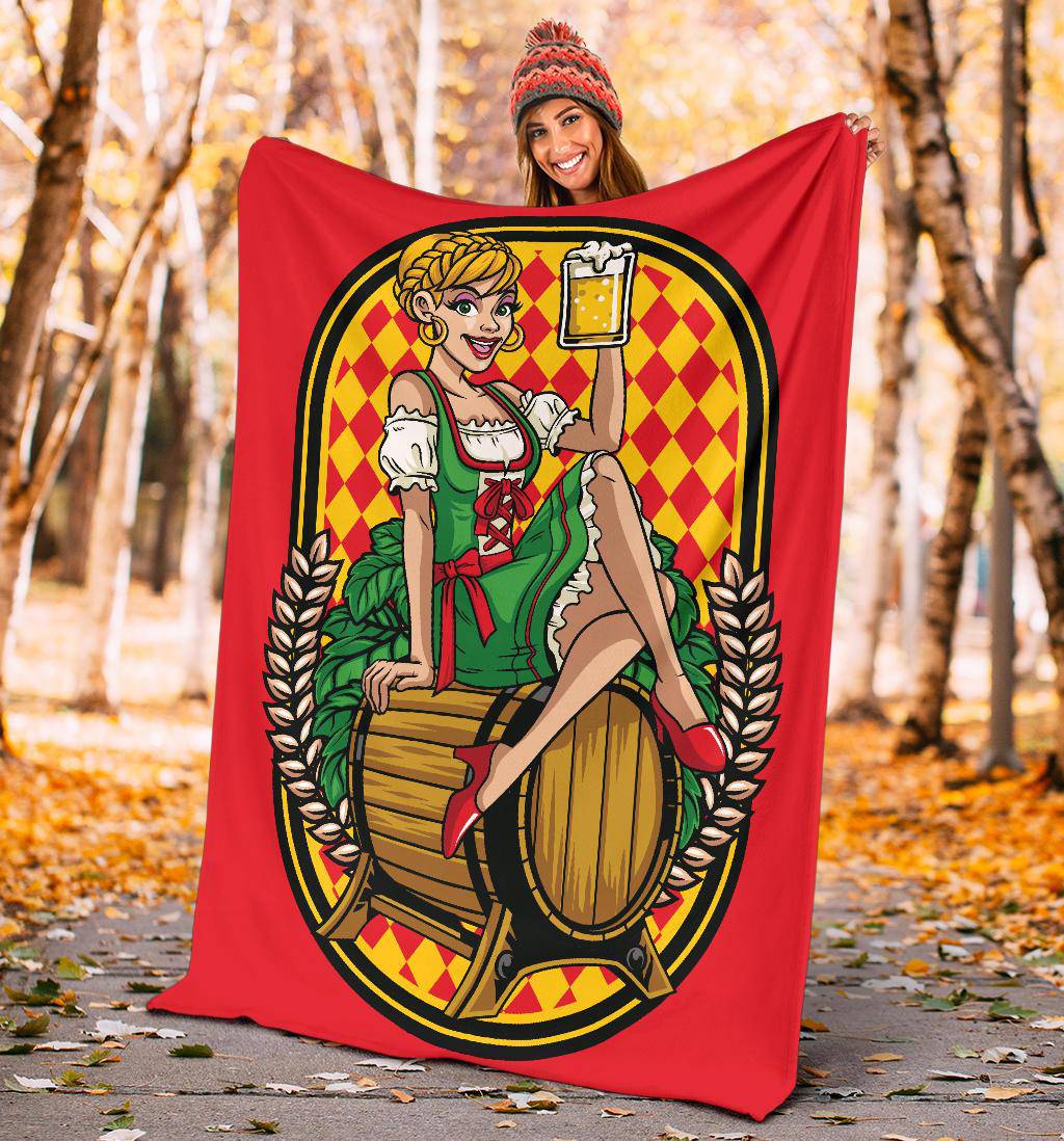 Oktoberfest Sexy Woman with Beer in Her Hand Premium Blanket - Top Content | POD Collection | Free Shipping