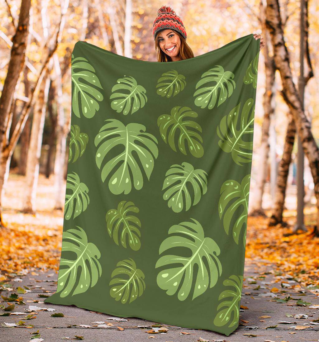 Minimal Ficus Tropical Leaves Art Premium Blanket - Top Content | POD Collection | Free Shipping