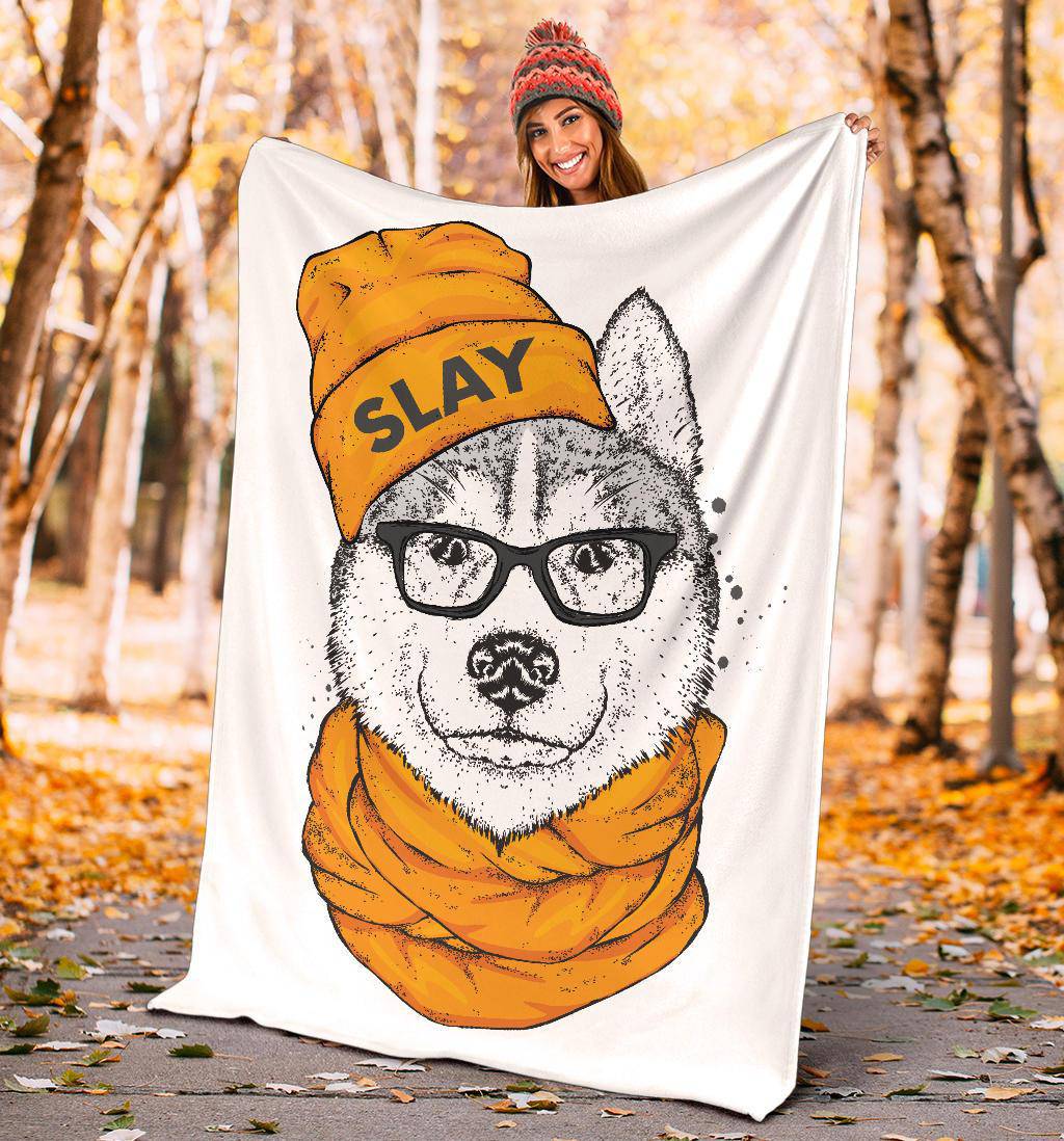 Stylish Slay Husky Cartoon Premium Blanket - Top Content | POD Collection | Free Shipping