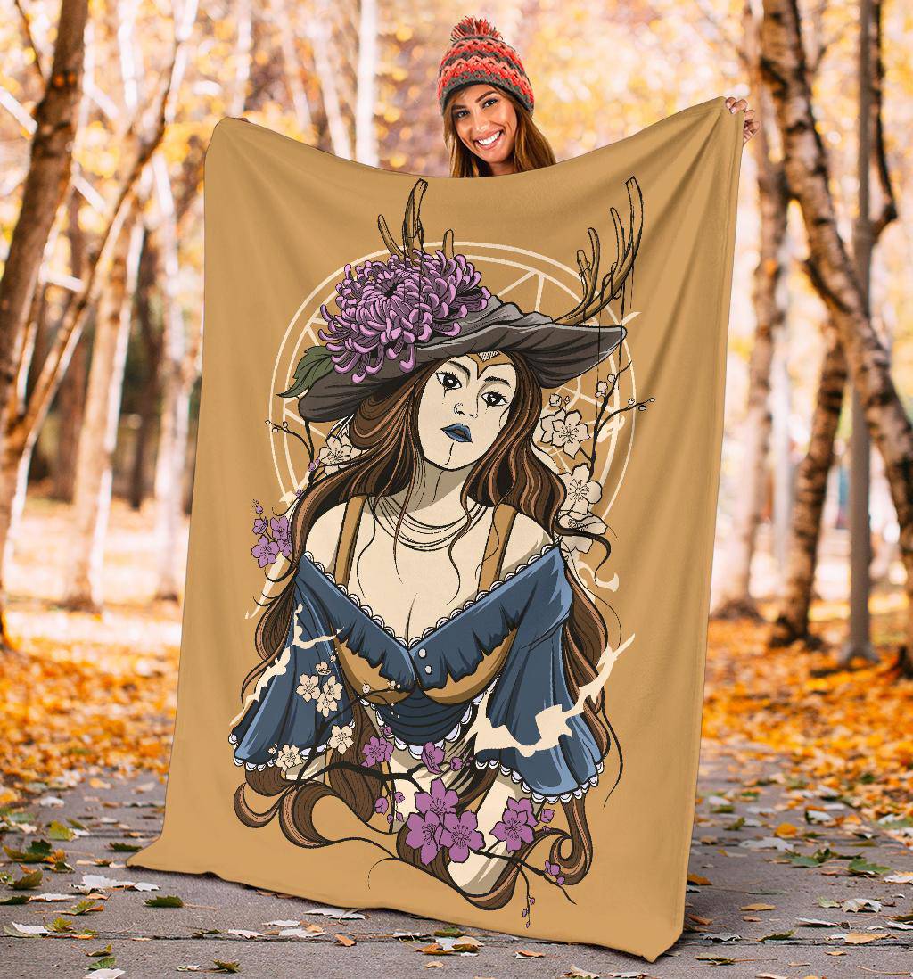 Vintage Women Premium Blanket, Beautiful Cartoon Drawing - Top Content | POD Collection | Free Shipping