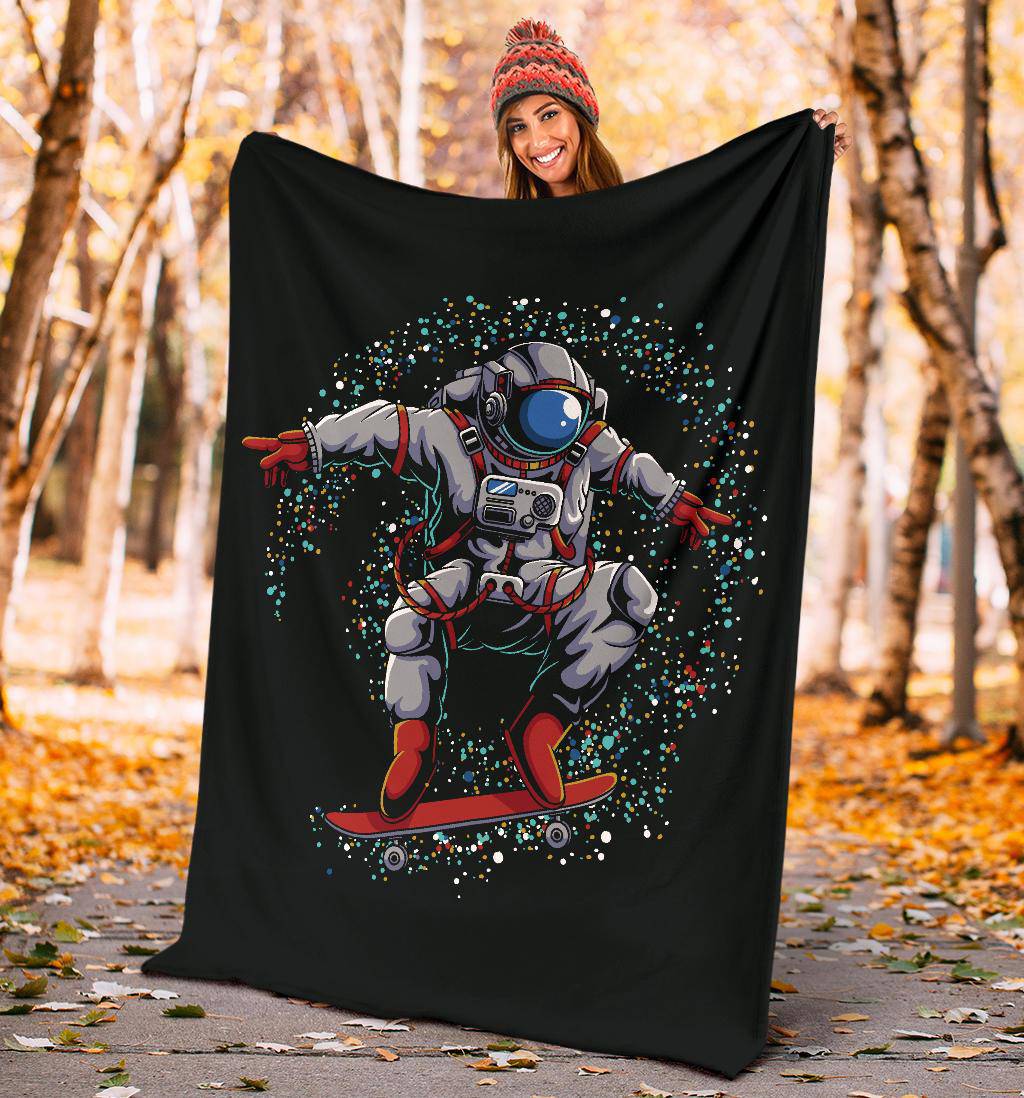 Premium Blanket Astronaut Skateboard Outer Space Galaxy - Top Content | POD Collection | Free Shipping