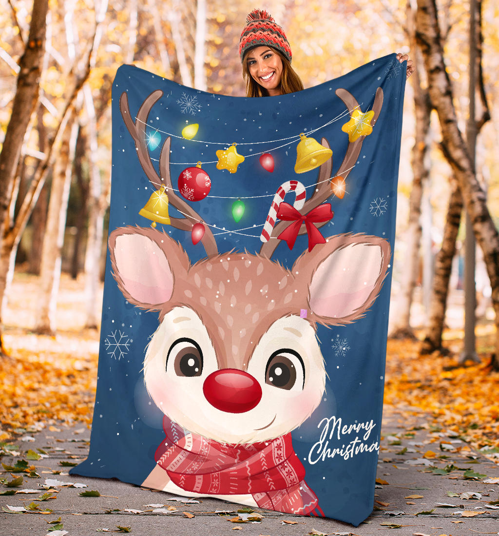 happy christmas deer watercolor blanket - Top Content | POD Collection | Free Shipping