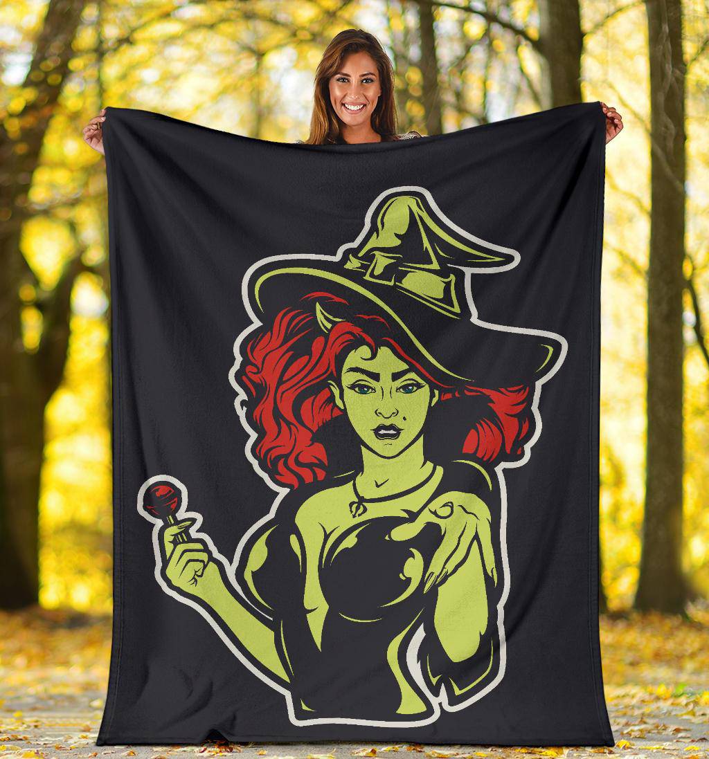 Cool Halloween Witch Cartoon Illustration Premium Blanket - Top Content | POD Collection | Free Shipping