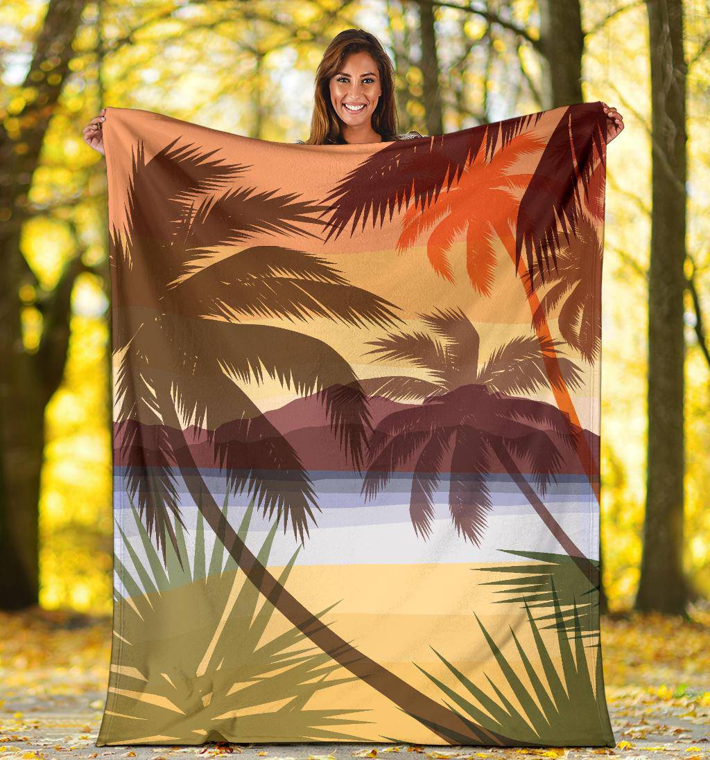 Beach Summer Sunset Palms Silhouette Premium Blanket - Top Content | POD Collection | Free Shipping