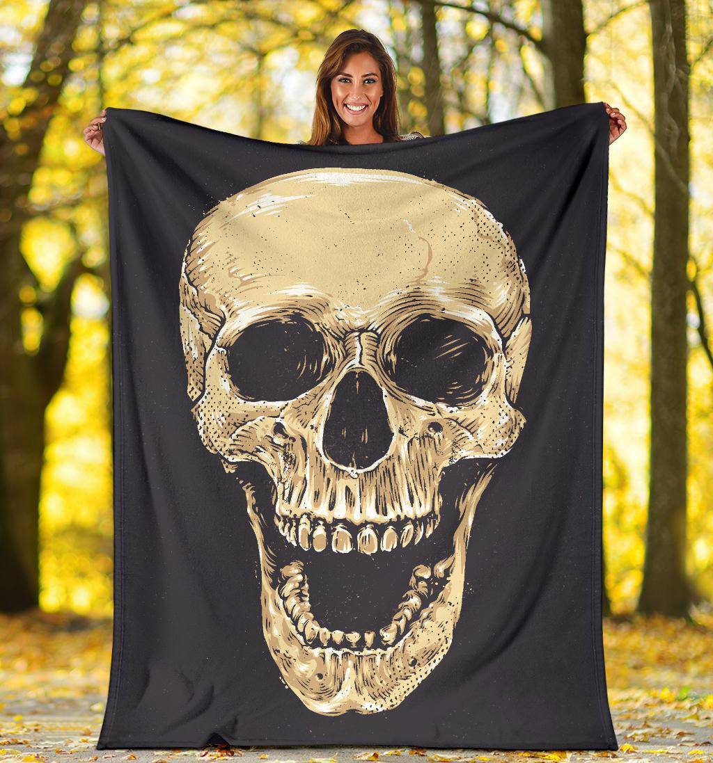 Realistic Skull Hand Drawn Art Cartoon Premium Blanket - Top Content | POD Collection | Free Shipping