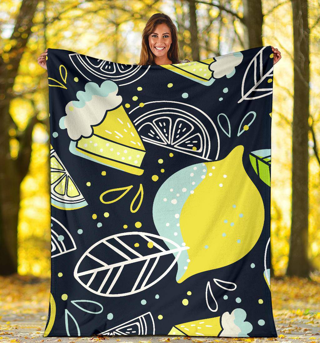 Hand Drawn Lemon Doodle Art Premium Blanket - Top Content | POD Collection | Free Shipping