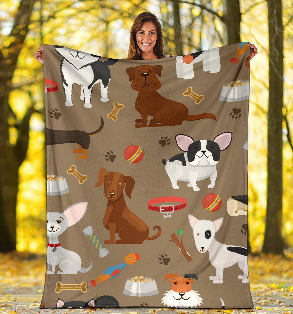 Cute Funny Dog Cartoon Background Premium Blanket - Top Content | POD Collection | Free Shipping