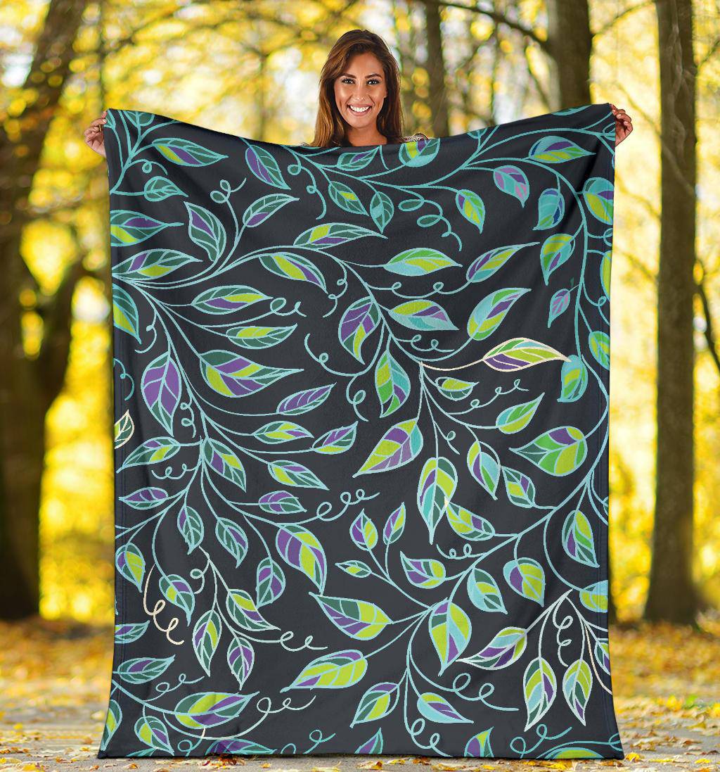 Nature Blue Green Leaves Plant Premium Blanket - Top Content | POD Collection | Free Shipping