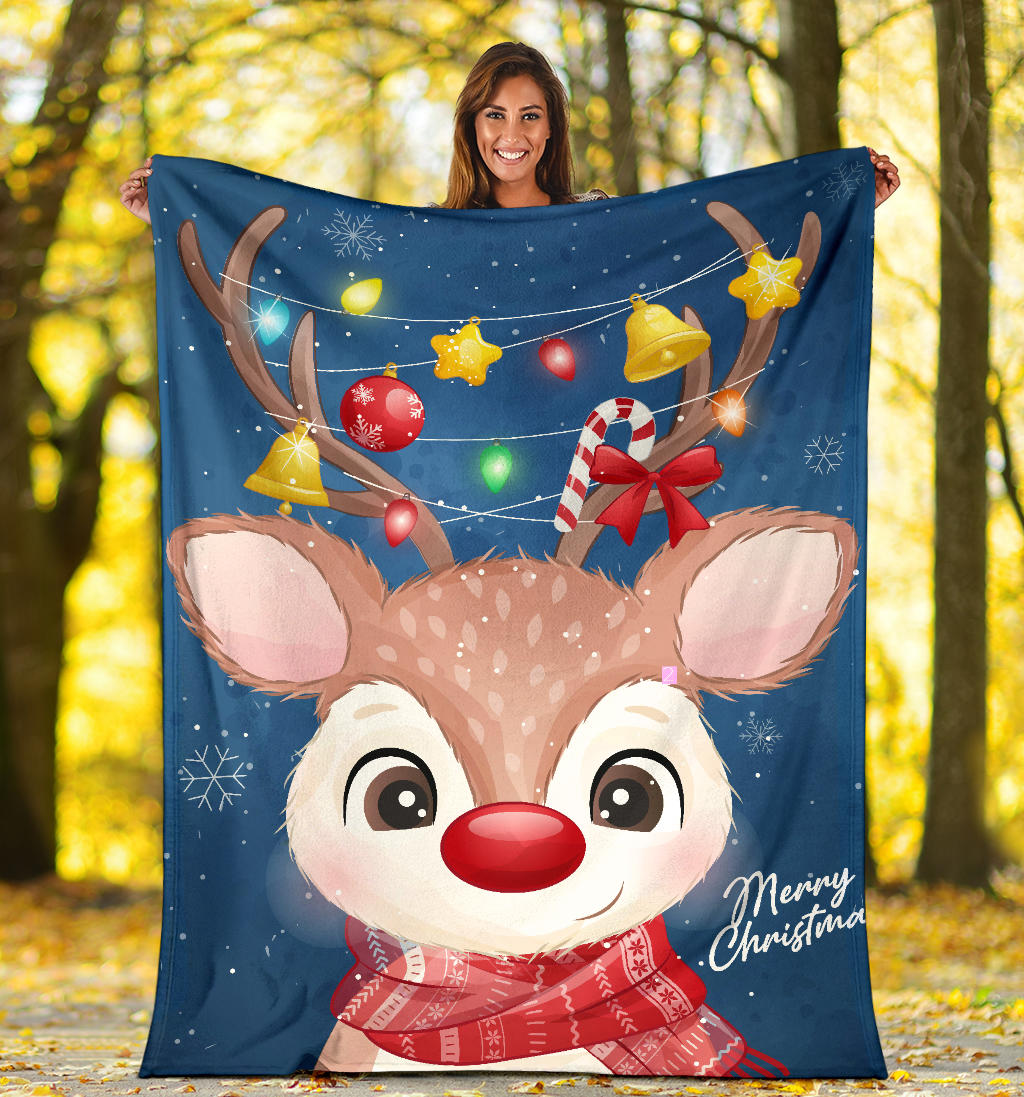 happy christmas deer watercolor blanket - Top Content | POD Collection | Free Shipping