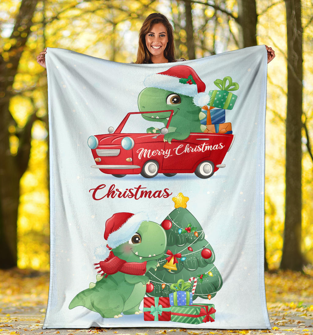 cute christmas dinosaurs as a present blanket - Top Content | POD Collection | Free Shipping