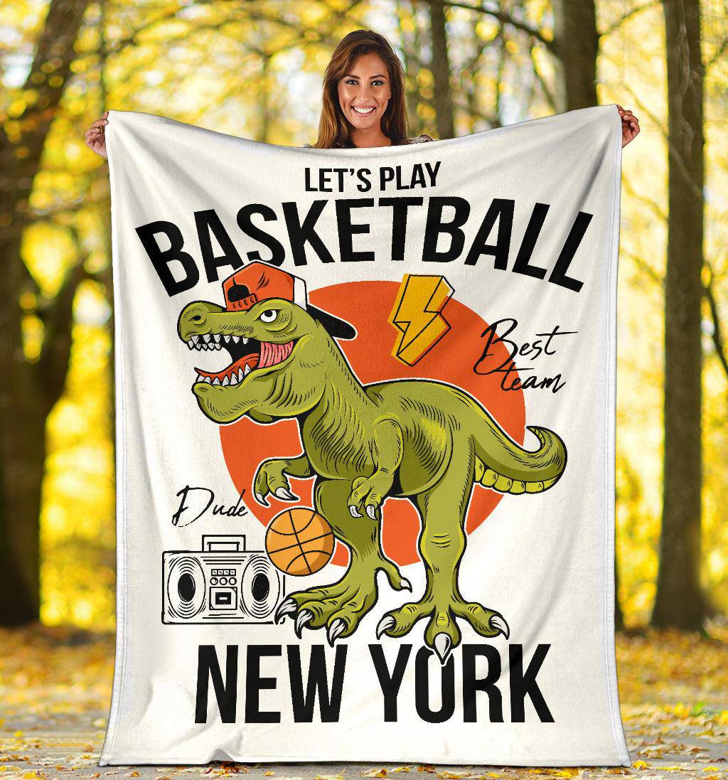 Basketball T-rex Dinosaur New York Team Premium Blanket - Top Content | POD Collection | Free Shipping