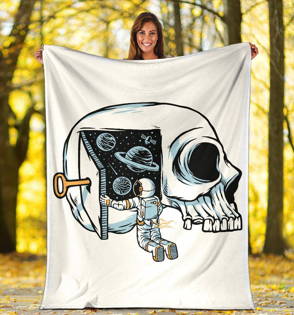 Premium Blanket Skull Astronaut Opening Universe Door - Top Content | POD Collection | Free Shipping