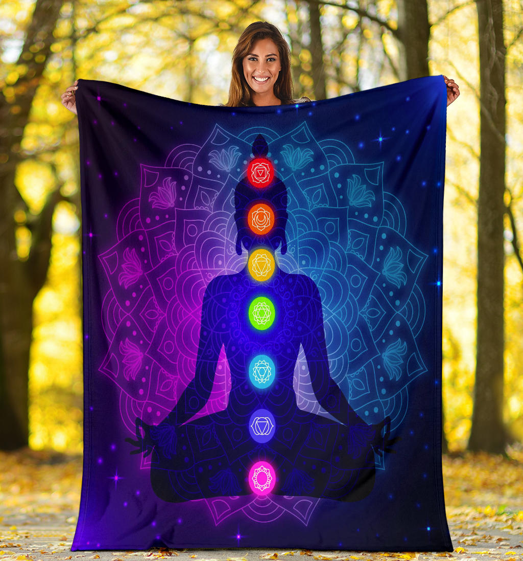 chakras body silhouette meditation blanket - Top Content | POD Collection | Free Shipping