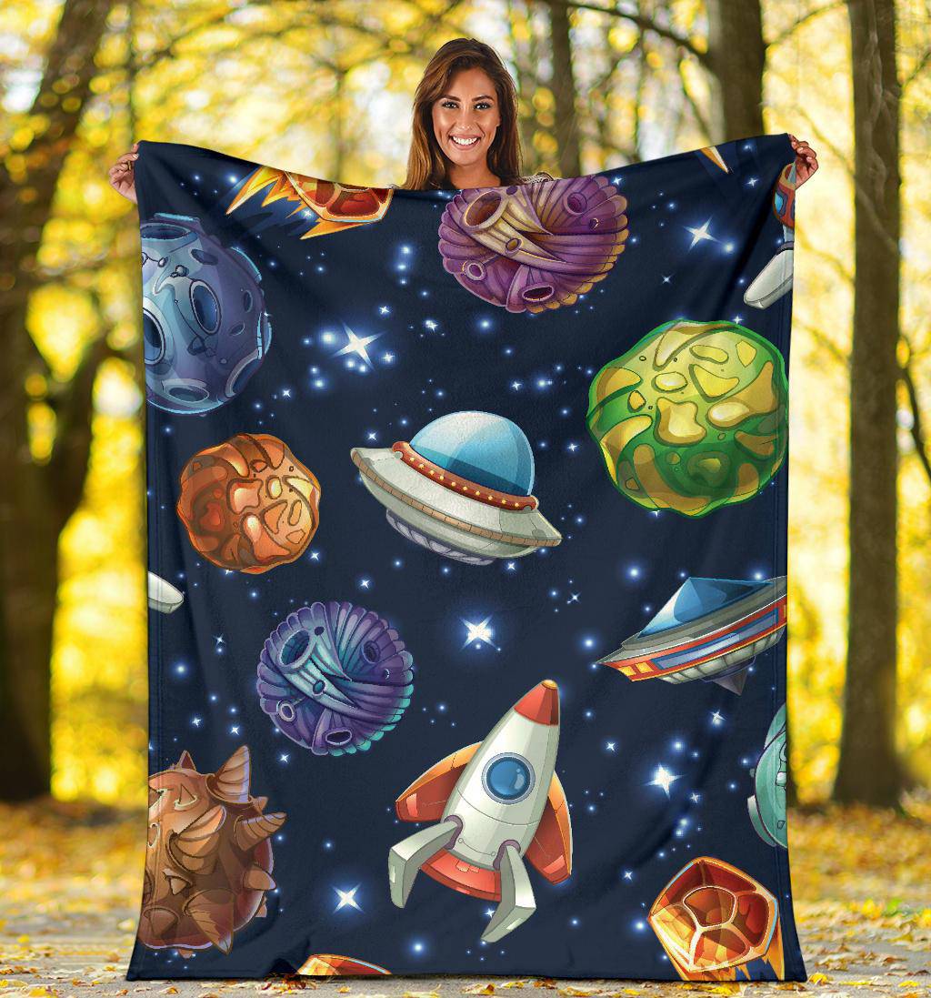 Stars Ships Moons Planet Space Premium Blanket - Top Content | POD Collection | Free Shipping