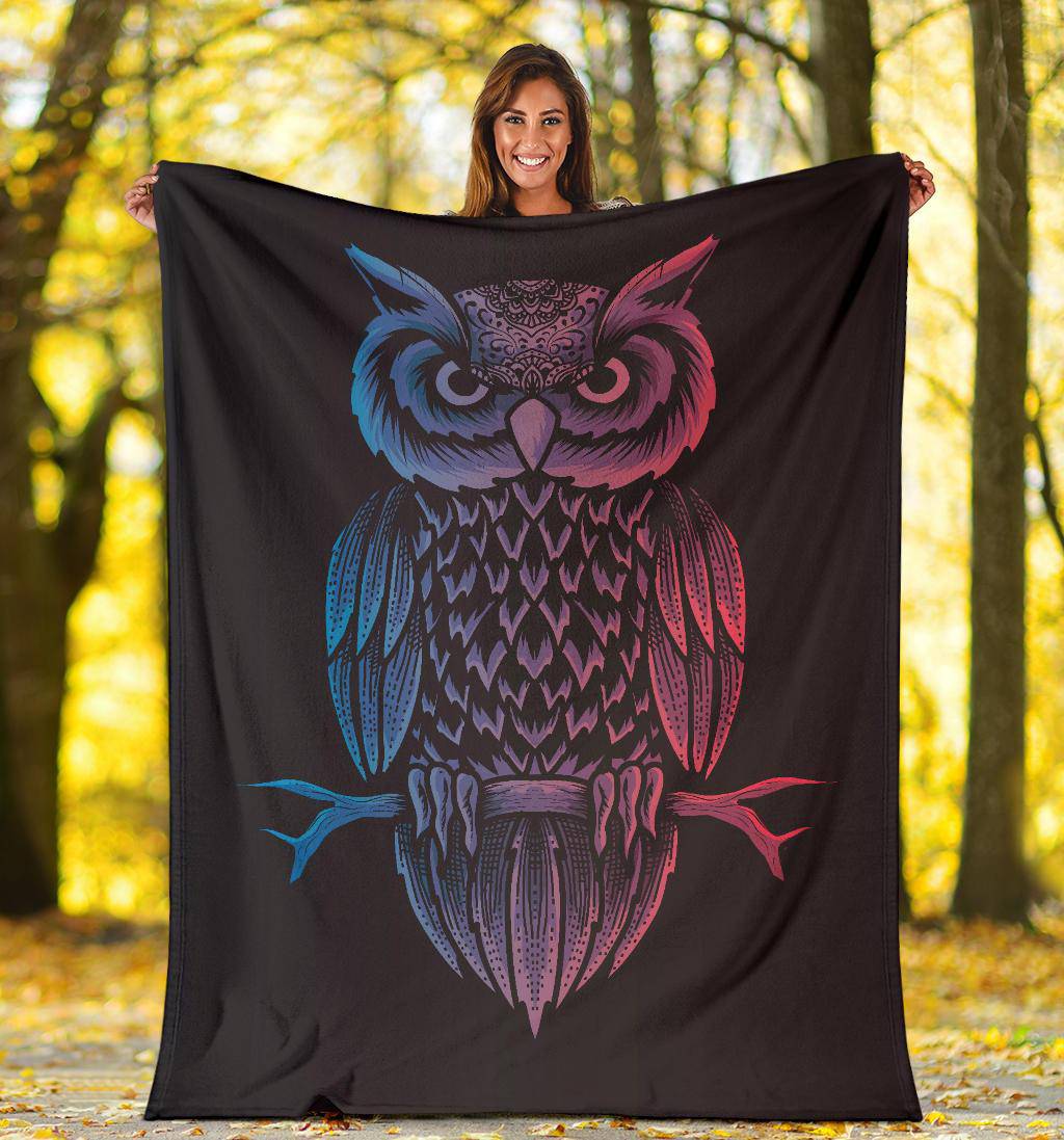 Owl Bird Neon Animal Premium Blanket - Top Content | POD Collection | Free Shipping