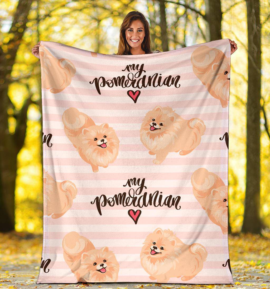 My Pomeranian Spitz Love, Cute Dog Cartoon Premium Blanket - Top Content | POD Collection | Free Shipping