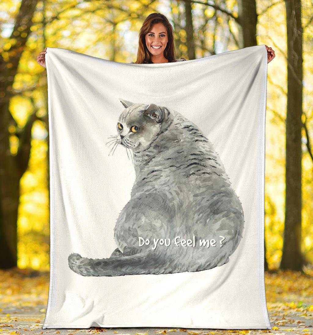 Watercolour Cat Drawing Illustration Premium Blanket, Do you Feel Me - Top Content | POD Collection | Free Shipping