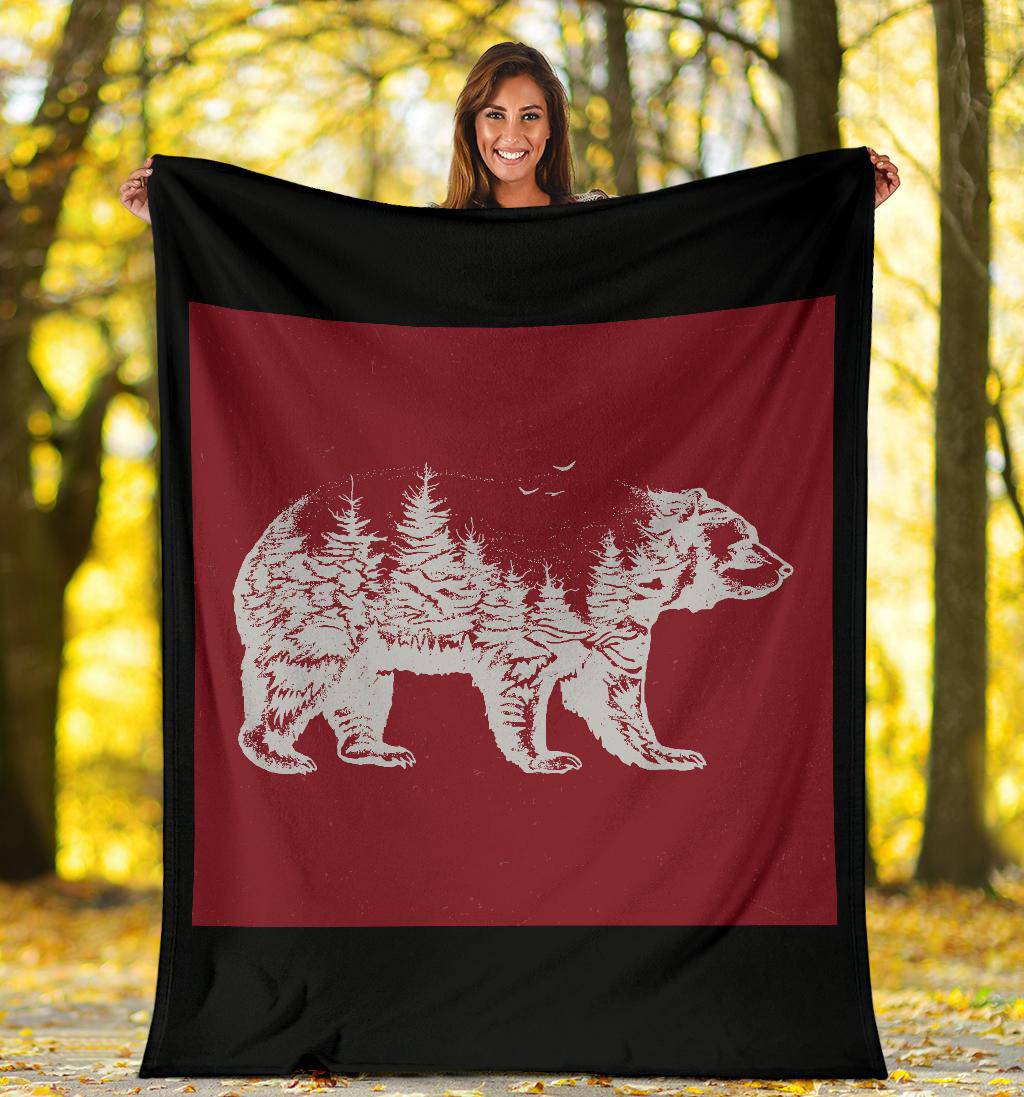 Hand Drawn Bear Nature Exposure Premium Blanket - Top Content | POD Collection | Free Shipping