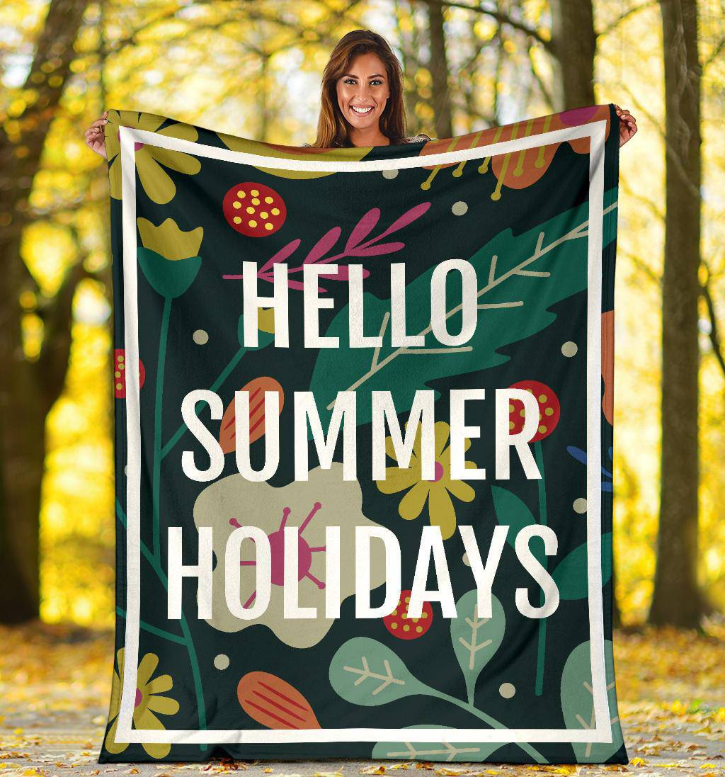 Hello Summer Holidays Floral Premium Blanket - Top Content | POD Collection | Free Shipping