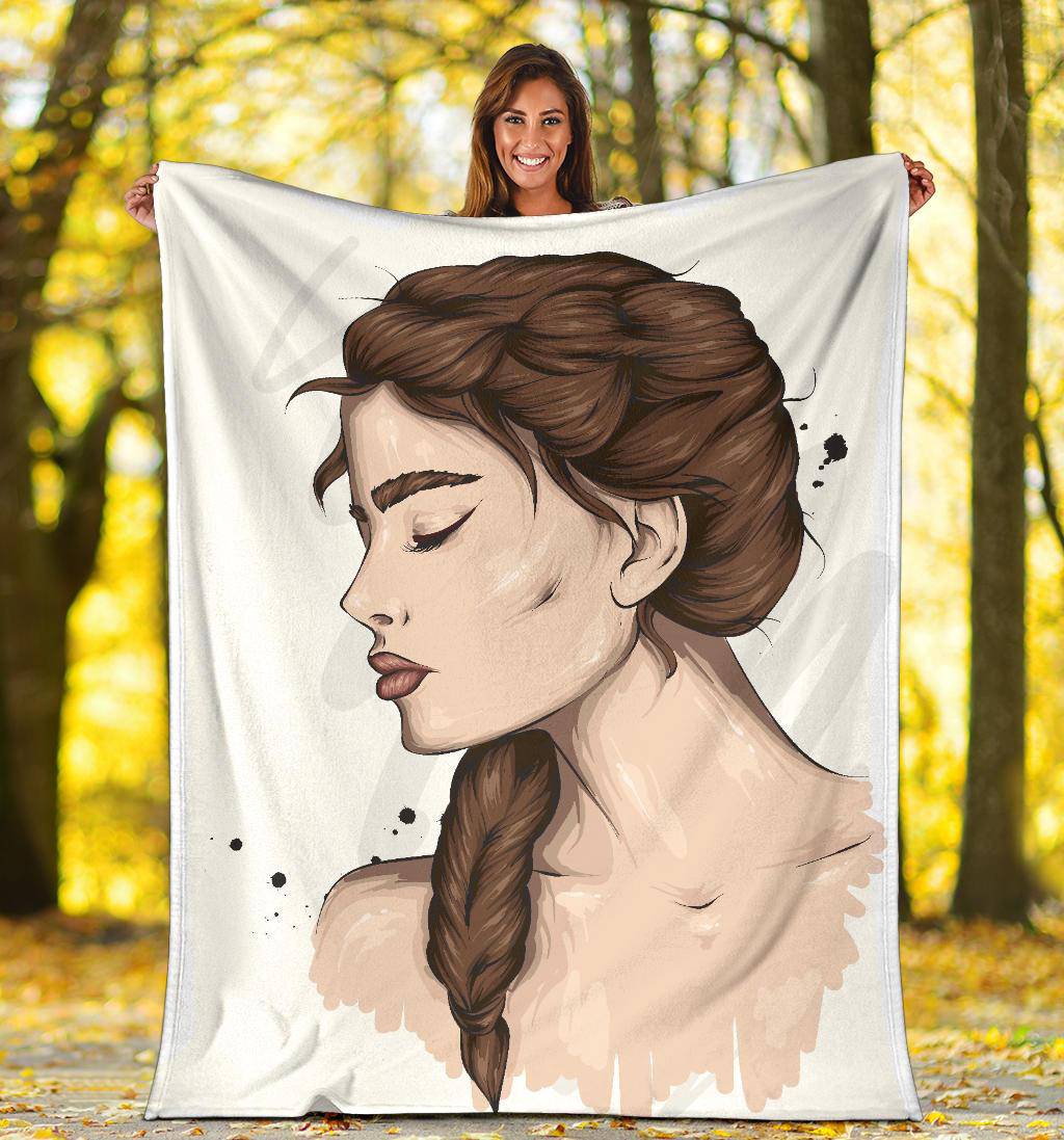 Beautiful Braid Girl Cartoon Premium Blanket - Top Content | POD Collection | Free Shipping