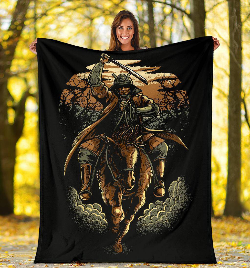 Samurai Japan Warrior Horse Riding Premium Blanket - Top Content | POD Collection | Free Shipping