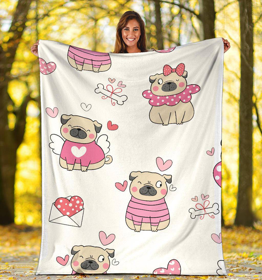 Cute Pink Pub Dog, Valentines Day Love Gift Premium Blanket - Top Content | POD Collection | Free Shipping