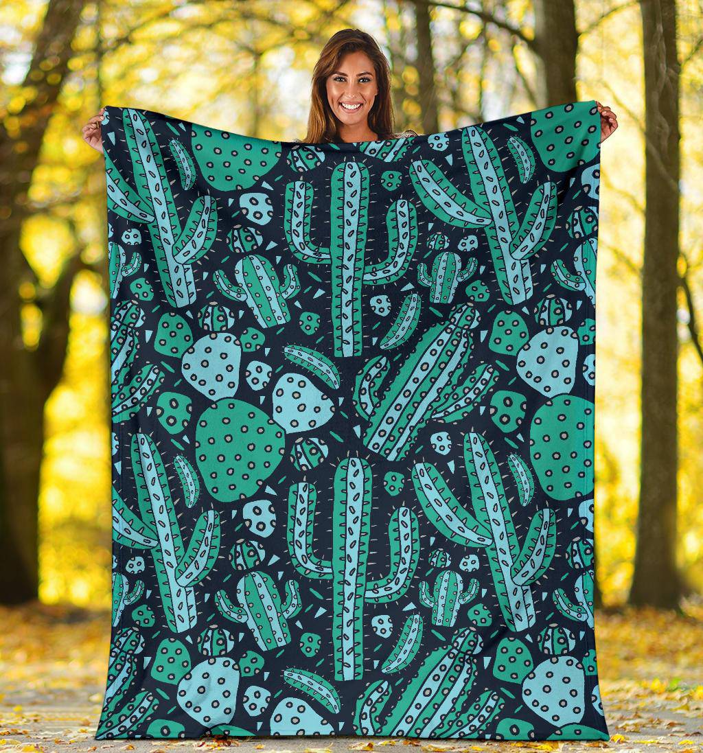 Green Cactus Plants Pattern Premium Blanket - Top Content | POD Collection | Free Shipping