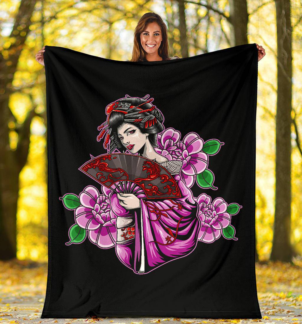 Beautiful Geisha Art Illustration Premium Blanket - Top Content | POD Collection | Free Shipping