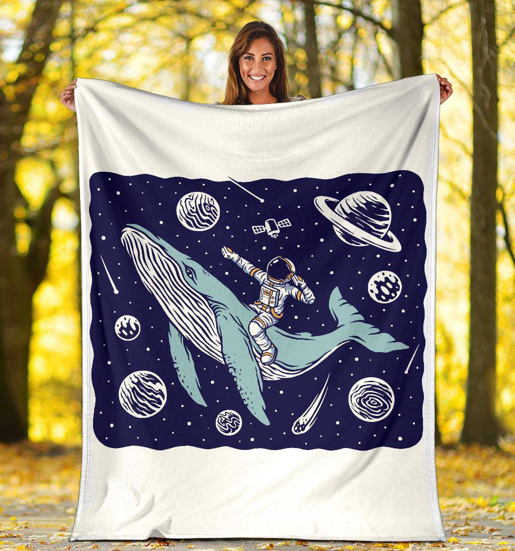 Premium Blanket Space Astronaut Riding A Whale Cartoon - Top Content | POD Collection | Free Shipping