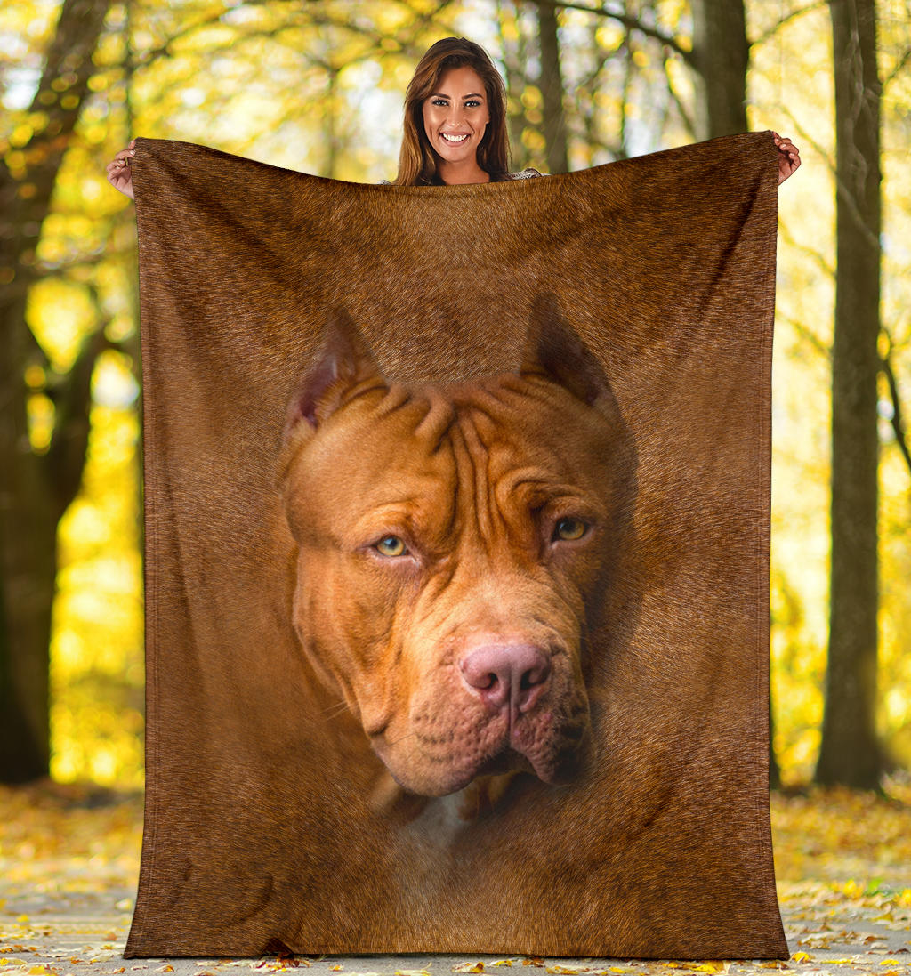 American PitBull Terrier Face Hair Blanket