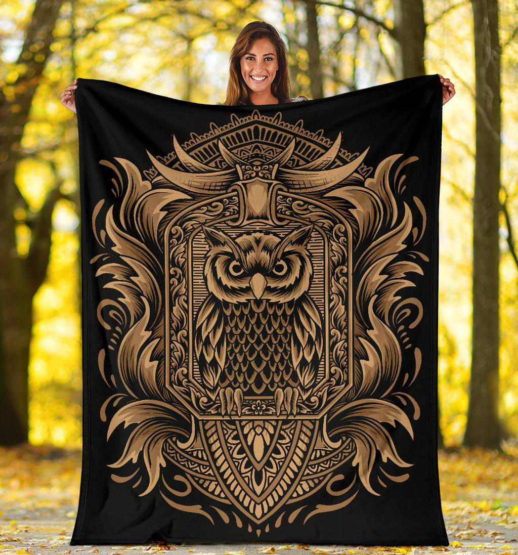 Owl Bird With Vintage Ornaments Premium Blanket - Top Content | POD Collection | Free Shipping