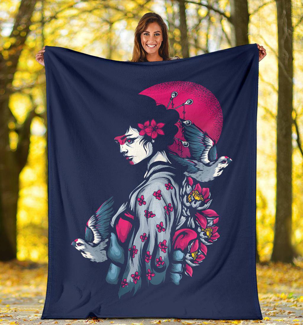 Beautiful Geisha Japanese Art Illustration Premium Blanket - Top Content | POD Collection | Free Shipping