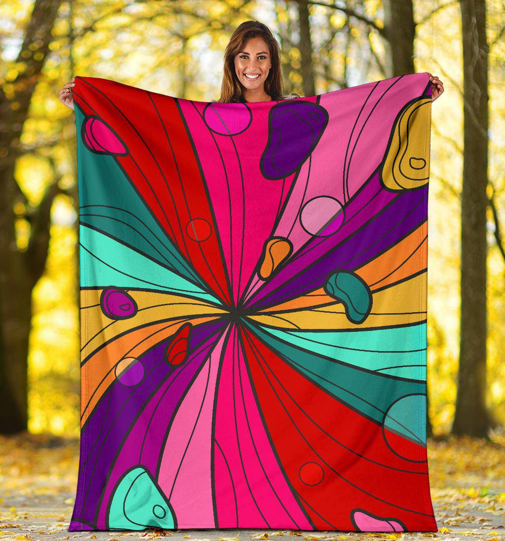 Hand Drawn Colourful Vivid Groovy Background Premium Blanket - Top Content | POD Collection | Free Shipping