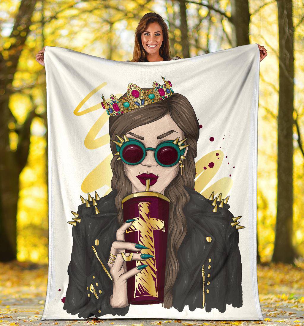 Stylish Rock Girl Cartoon Premium Blanket - Top Content | POD Collection | Free Shipping