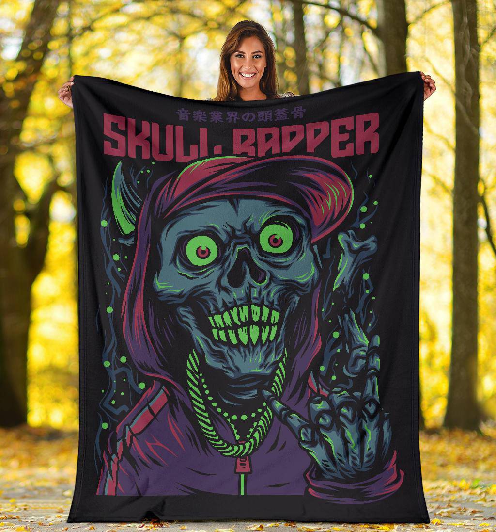 Skull Rapper Music Art Cartoon Premium Blanket - Top Content | POD Collection | Free Shipping