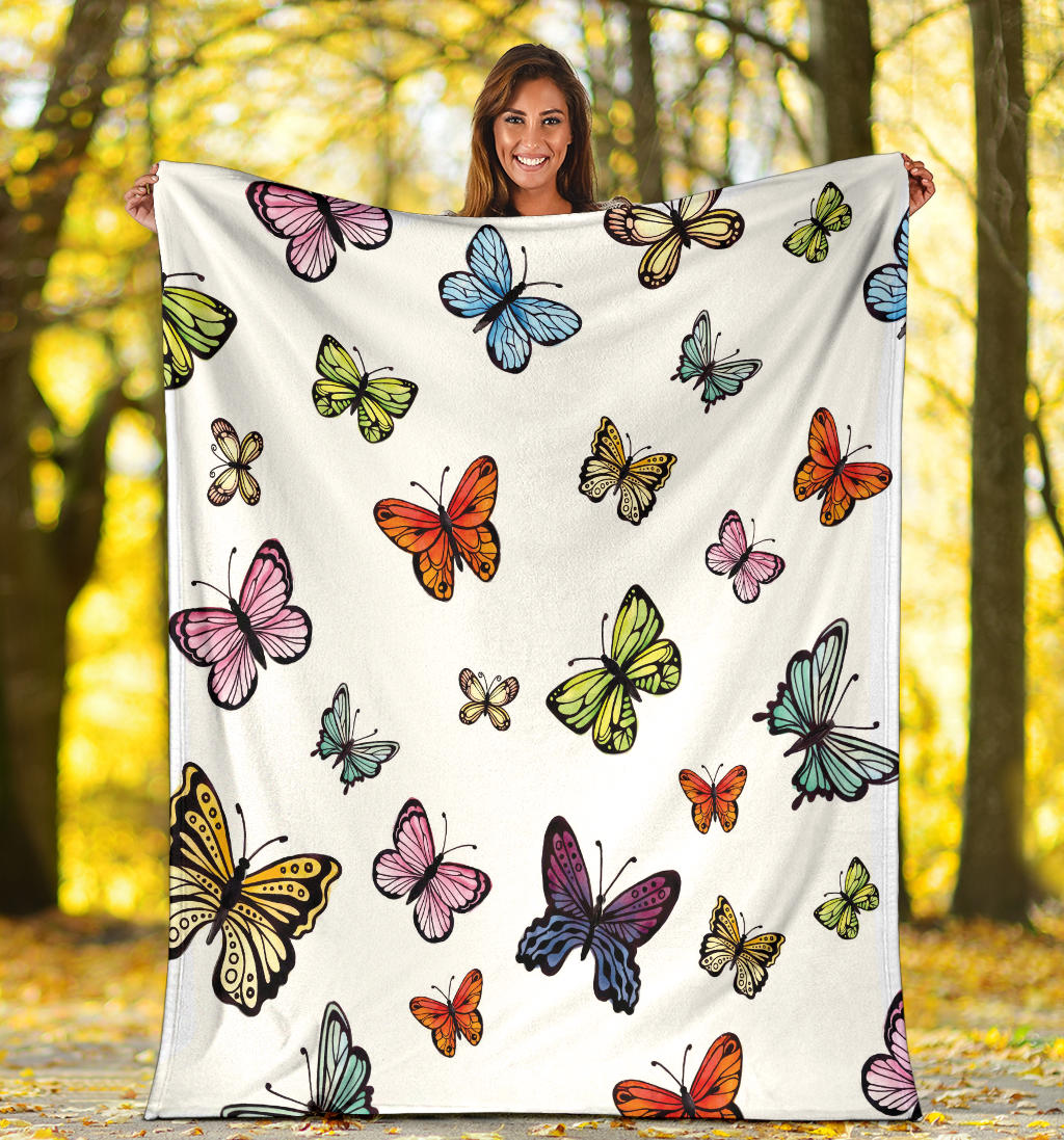 watercolor butterflies white collection blanket - Top Content | POD Collection | Free Shipping