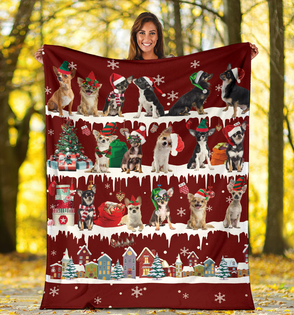 Chihuahua Snow Christmas Blanket