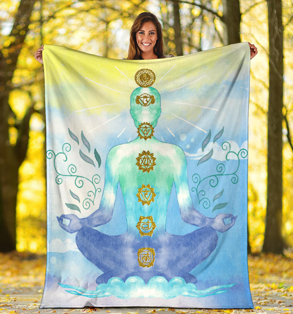 chakras meditation illustration blanket - Top Content | POD Collection | Free Shipping