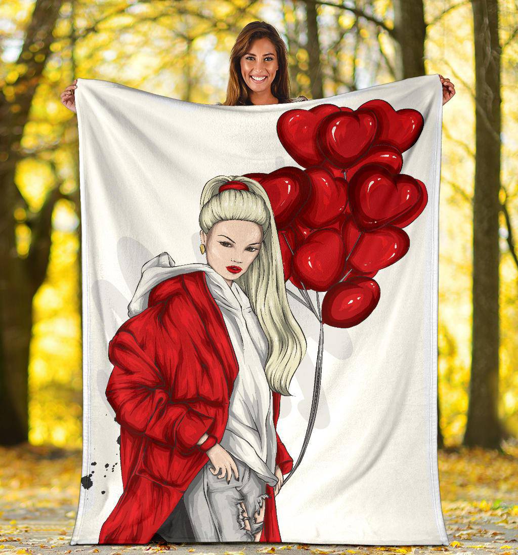 Beautiful Heart Ballon Girl Premium Blanket - Top Content | POD Collection | Free Shipping