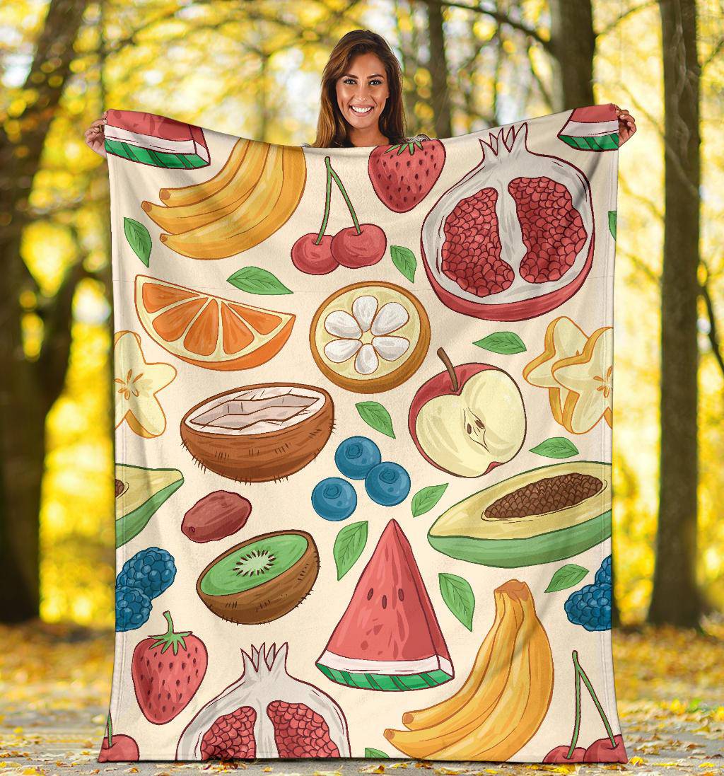 Hand Drawn Fruit Pattern Premium Blanket - Top Content | POD Collection | Free Shipping